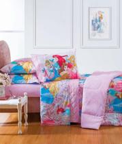 Edredom Dupla Face +Jogo De Lençol 3 Peças - Infantil Cama De Solteiro - Linha Disney