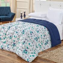 Edredom Dupla Face King Quality 01 Peça - Geométrico Azul