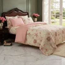 Edredom Dupla Face King Size Rosas Campo 2,80x2,50m Lepper Edredom Dupla Face King Size Rosas Campo 2,80x2,50m Lepper