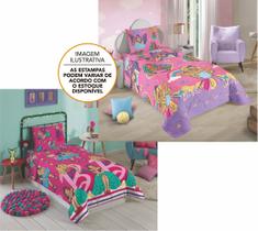 Edredom Dupla Face Microfibra Solteiro Barbie Reinos Mágicos Lepper