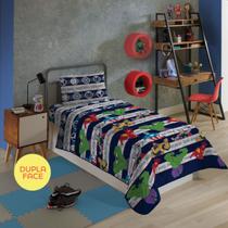 Edredom Dupla Face Microfibra Solteiro Estampado Marvel Avengers - 1,40m x 2,10m