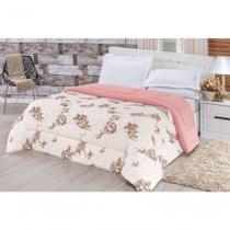 Edredom Dupla Face Queen Quality 01 Peça - Moderno na cor Rosê