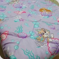 Edredom Dupla Face Solteiro Patrulha Canina Menina Feminino Skye Sereia