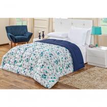 Edredom Dupla Face Super King Quality 01 Peça - Geométrico na opção de cor Azul