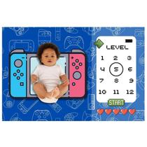 Edredom Dupla Face Tapete Foto Bebê Mêsversário Start Game