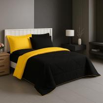 Edredom Duplaface Casal Queen Ternura Avulso Matelado 2,40x2,20 Amarelo com Preto Edredom Duplaface Casal Queen Ternura Avulso Matelado 2,40x2,20 Amarelo com Preto