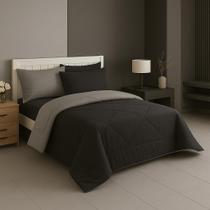 Edredom Duplaface Casal Queen Ternura Avulso Matelado 2,40x2,20 Cinza com Preto Edredom Duplaface Casal Queen Ternura Avulso Matelado 2,40x2,20 Cinza com Preto