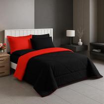 Edredom Duplaface Casal Queen Ternura Avulso Matelado 2,40x2,20 Vermelho com Preto