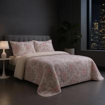Edredom Duplaface Estampado Matelado com Sherpa Rosas Conforto e Estilo para Sua Cama