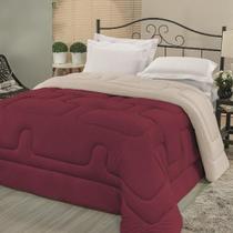 Edredom Em Malha 100% Algodão King Dupla Face - Vinho - Bege Edredom Em Malha 100% Algodão King Dupla Face - Vinho - Bege