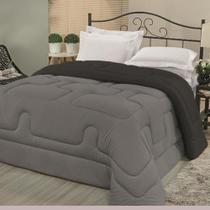 Edredom Em Malha 100% Algodão Padrão Dupla Face Cinza Preto
