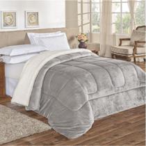 Edredom Esquimó Casal Padrão Dupla Face Sherpa Lã Cinza