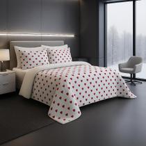 Edredom Estampado Coração Vermelho Luxo Casal Queen Sherpa Dupla Face e Confortavel Edredom Estampado Coração Vermelho Luxo Casal Queen Sherpa Dupla Face e Confortavel