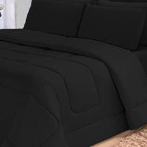 Edredom Fabulloso 6 Peças Casal Queen Todo Preto