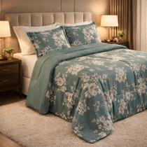 Edredom Grosso King Size 200 Fios Nyla Estampado Quentinho Avere Cor:Verde