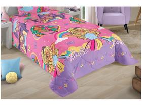 Edredom infantil barbie dupla face matelado solteiro 1,50mx2,20m - lepper enxoval juvenil