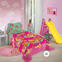 Edredom Infantil Patrulha Canina Menina Dupla Face Microfibra Solteiro Estampado Lepper