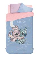 Edredom Infantil Sherpa Stitch Angel Lepper Solteiro 1,50x2,20m Dupla Face Macio Original Disney
