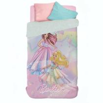 Edredom Infantil Solteiro C/ Sherpa Estampa Barbie 150x220m