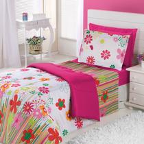 Edredom Infantil Solteiro Garden Dupla Face 01 Peça Pink Edredom Infantil Solteiro Garden Dupla Face 01 Peça Pink