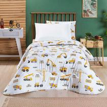 Edredom Joy Kids Infantil Solteiro 01 Peça Micropercal 200 Fios Dupla Face Estampado - Manny Trator - 100% Poliéster