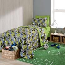 Edredom KazzaVip Solteiro Malha Estampado 100% Algodão Fun Game 1,60mx2,20m Kids Verde Edredom KazzaVip Solteiro Malha Estampado 100% Algodão Fun Game 1,60mx2,20m Kids Verde