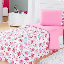 Edredom Kids Solteiro Cupcake Rosa