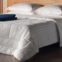 Edredom King 260 Fios Andreza Stripe 03 Pç Toque Seda Branco