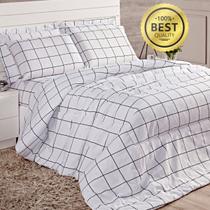 Edredom King Algodão Percal 180 Fios 03 Peças Quadriculado Atual