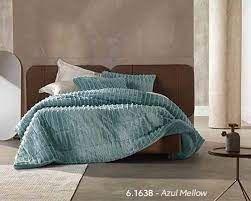 Edredom king blend luxo boho - azul mellow