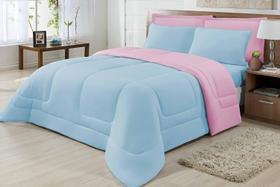 Edredom King Dupla Face 2,50m x 2,90m Azul bb/Rosa