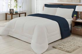 Edredom King Dupla Face 2,50m x 2,90m Palha-Marinho