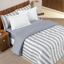 Edredom King Dupla Face Marim Malha 100% Algodão 1 Peça - Cinza