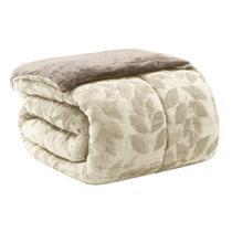 Edredom king plush airbloom classic - folhas bege