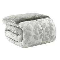 Edredom king plush airbloom classic - folhas cinza