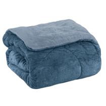 Edredom king plush bicolor - azul indigo