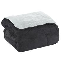 Edredom king plush bicolor - chumbo / cinza claro Edredom king plush bicolor - chumbo / cinza claro