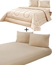 Edredom King Size Dupla Face + Kit Jogo De Lençol 3 Peças