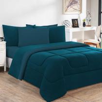 Edredom Malha 100% Algodão Gran Moratta 1 Peça Casal - Azul Petróleo/Azul Petróleo Edredom Malha 100% Algodão Gran Moratta 1 Peça Casal - Azul Petróleo/Azul Petróleo