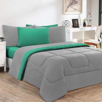 Edredom Malha 100% Algodão Gran Moratta 1 Peça King - Cinza-verde Jade - Design Robusto