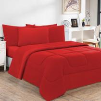 Edredom Malha 100% Algodão Gran Moratta 1 Peça Queen - Vermelho/Vermelho
