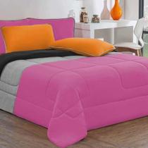 Edredom Malha 100% Algodão Urbano 1 Peça Queen - Pink-mescla-preto Edredom Malha 100% Algodão Urbano 1 Peça Queen - Pink-mescla-preto