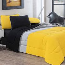 Edredom Malha 100% Algodão Urbano 1 Peça Solteiro - Amarelo-mescla-preto Edredom Malha 100% Algodão Urbano 1 Peça Solteiro - Amarelo-mescla-preto