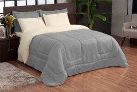 Edredom microfibra d.face casal queen 06 peças cinza palha