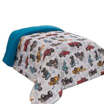 Edredom Mimos Solteiro Dupla Face Malha Manta Soft Carros