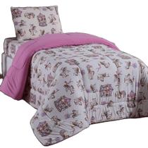 Edredom Mimos Solteiro Dupla Face Malha Manta Soft Carrosel