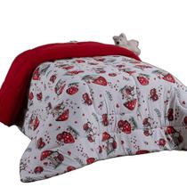 Edredom Mimos Solteiro Dupla Face Malha Manta Soft Joaninha