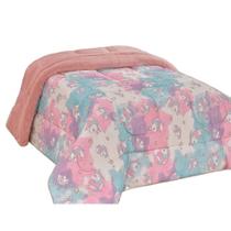 Edredom Mimos Solteiro Dupla Face Malha Manta Soft Unicórnio