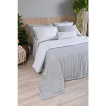 Edredom Plume Riviera King Size C/Efeito Linho C/3 Peças Cinza Lavive