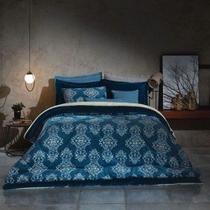Edredom Plush Inove Estampado Queen 235x260cm Azul Mandala Hedrons